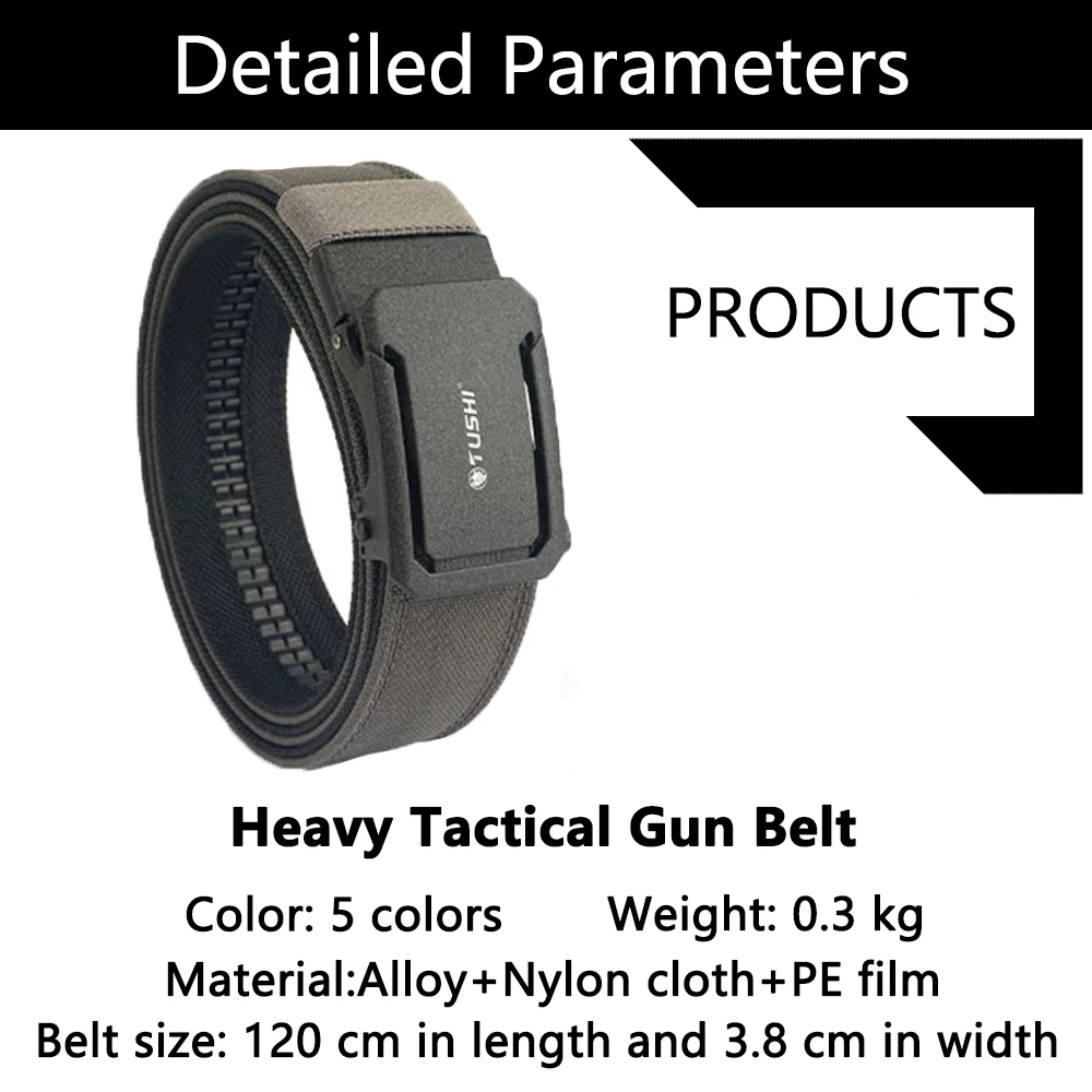 TUSHI Neuer Militärgürtel für Herren, robustes Nylon-Metall, automatische Schnalle, Polizeistand, taktischer Gürtel, Outdoor-Gürtel, IPSC-Zubehör – Detail 13