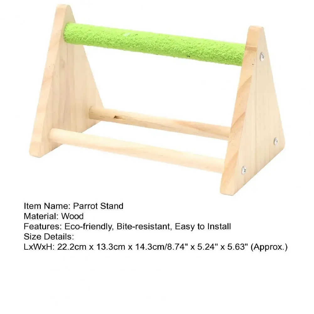 Bird Toy Firm Triangle Stand with Feeding Cup Playing And Resting Wood Pet Parrot Training Stand Parakeet Playground