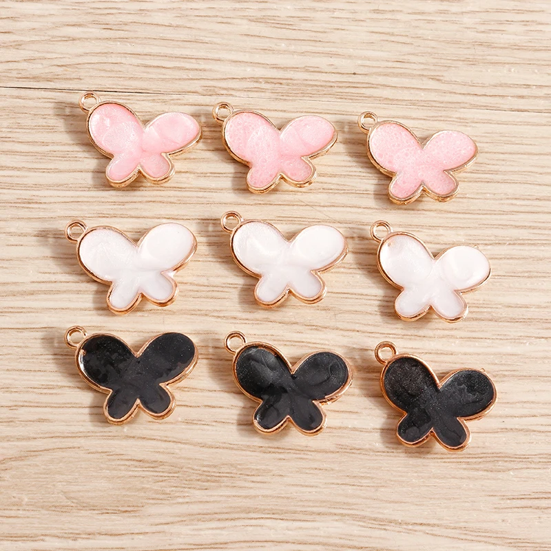 Tusember 20 Stück niedliche Insekten-Cartoon-Emaille-Mini-Schmetterlingsanhänger für DIY-Ohrringe, Armbänder, Schmuckherstellung und Zubehör