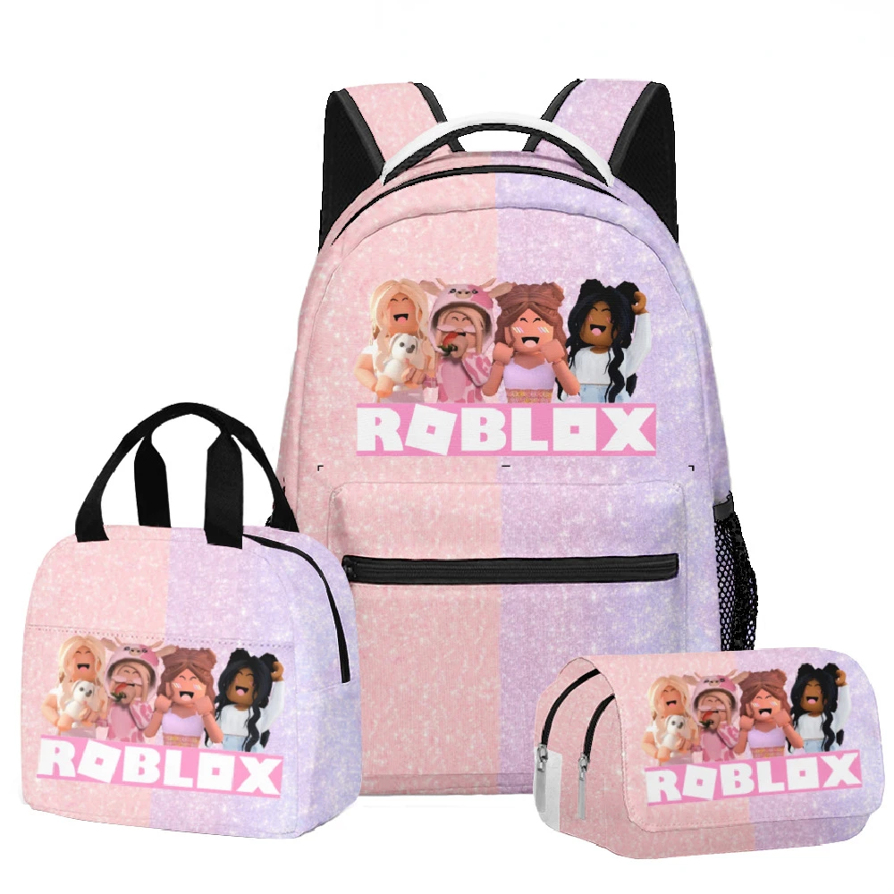 Roblox-Mochila de ombro para estudante masculino e feminino, bolsa de  viagem, tendência dos desenhos animados, aniversário e presente de  Halloween, novo, 3 peças - AliExpress