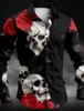 Men's Rose Skull Casual Dark Men's Button-Down Shirt Long Sleeve Party Evening Daily Shirt Collar Button 4