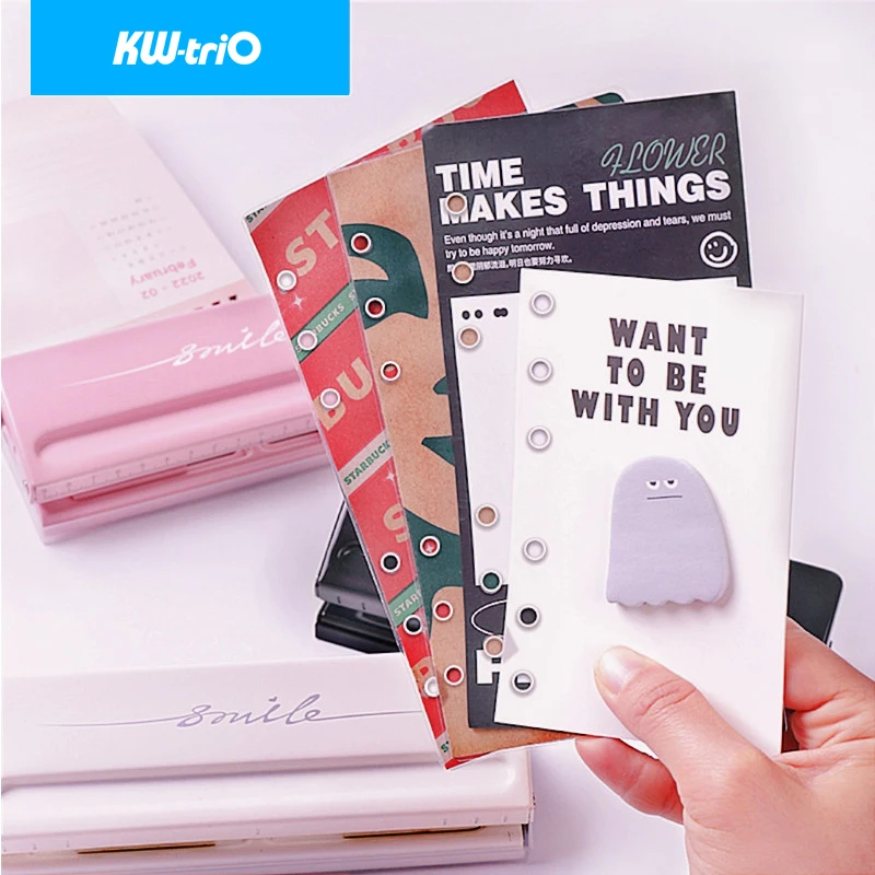 KW-TriO 크리에이티브 조정 가능한 라운드 홀 펀처, 노트북 바인딩 커터, O형 종이 펀치 공예, DIY 도구, 사무용품, 6 홀