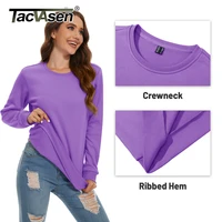 TACVASEN Sweat-shirt léger à manches longues et col rond pour femme - Pull décontracté - Sweat-shirt d'extérieur - Vêtements de sport 5
