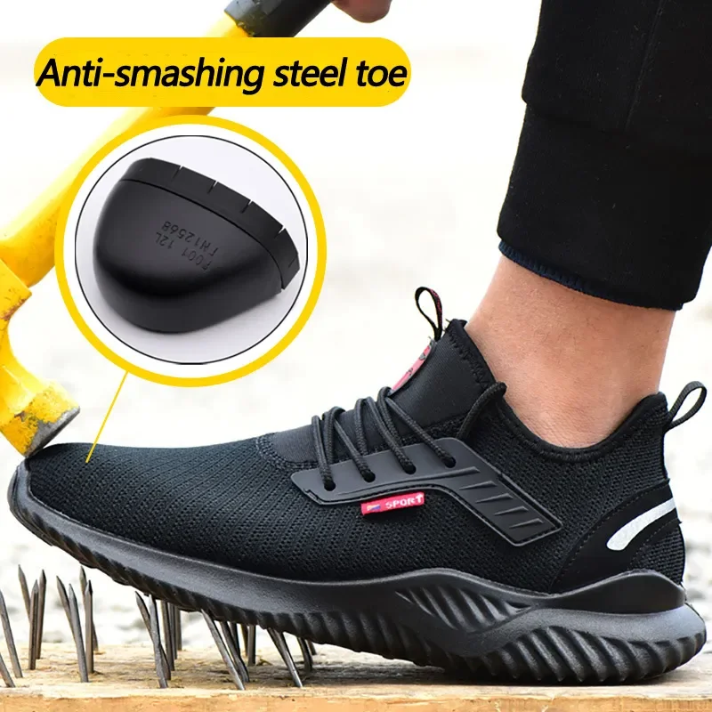 Work Safety Shoes Steel Toe Puncture Proof Construction Lightweight Breathable Sneakers Boots