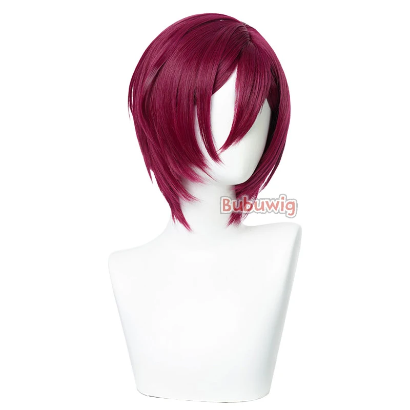 부부위그 합성 머리, 사에구사 이바라 코스프레 가발, 별 앙상블, 35cm 길이, 버건디 파티 코스프레, 내열성 가발