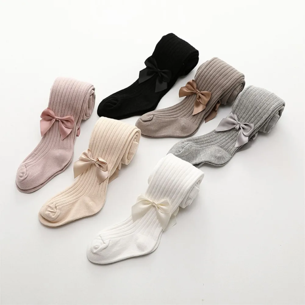 Autumn Kid's Pantyhose Girls Leggings Newborn Baby Big Bow Legging Multi Colors Children's Vertical Striped Base Pants