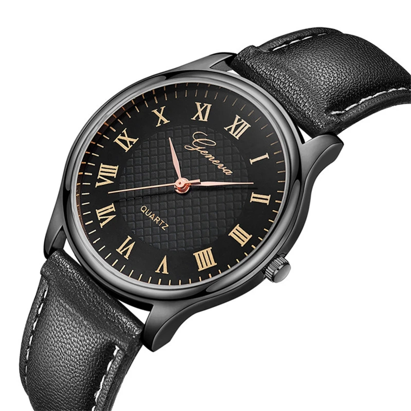 Men's Watches Geneva Brand Simple Business Wrist Watch Luxury Leather Strap Analog Quartz Wristwatches Man Clock montre homme 4