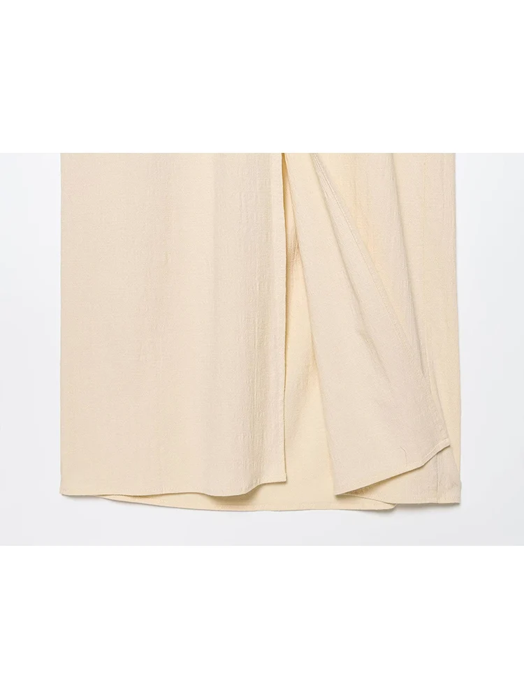 TFMLN Summer Women Hollow Slip Dress Solid Sexy V-Neck Backless Sleeveless Cut Design Long Dress Elegant Slit Hem Slim Evening