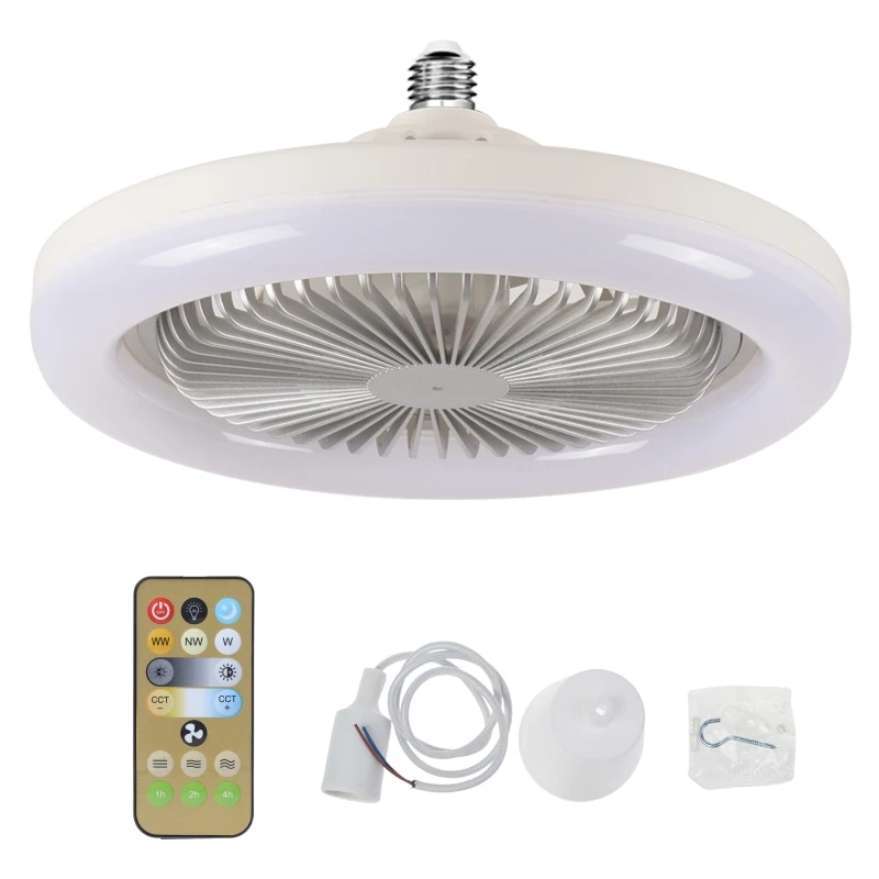 

360°Oscillate Ceiling Fan with LED Light 3/5Blade Modern Smart E27 Lamp Head Flush Mount with B22 Adapter or1m Cable AC 86V-265V