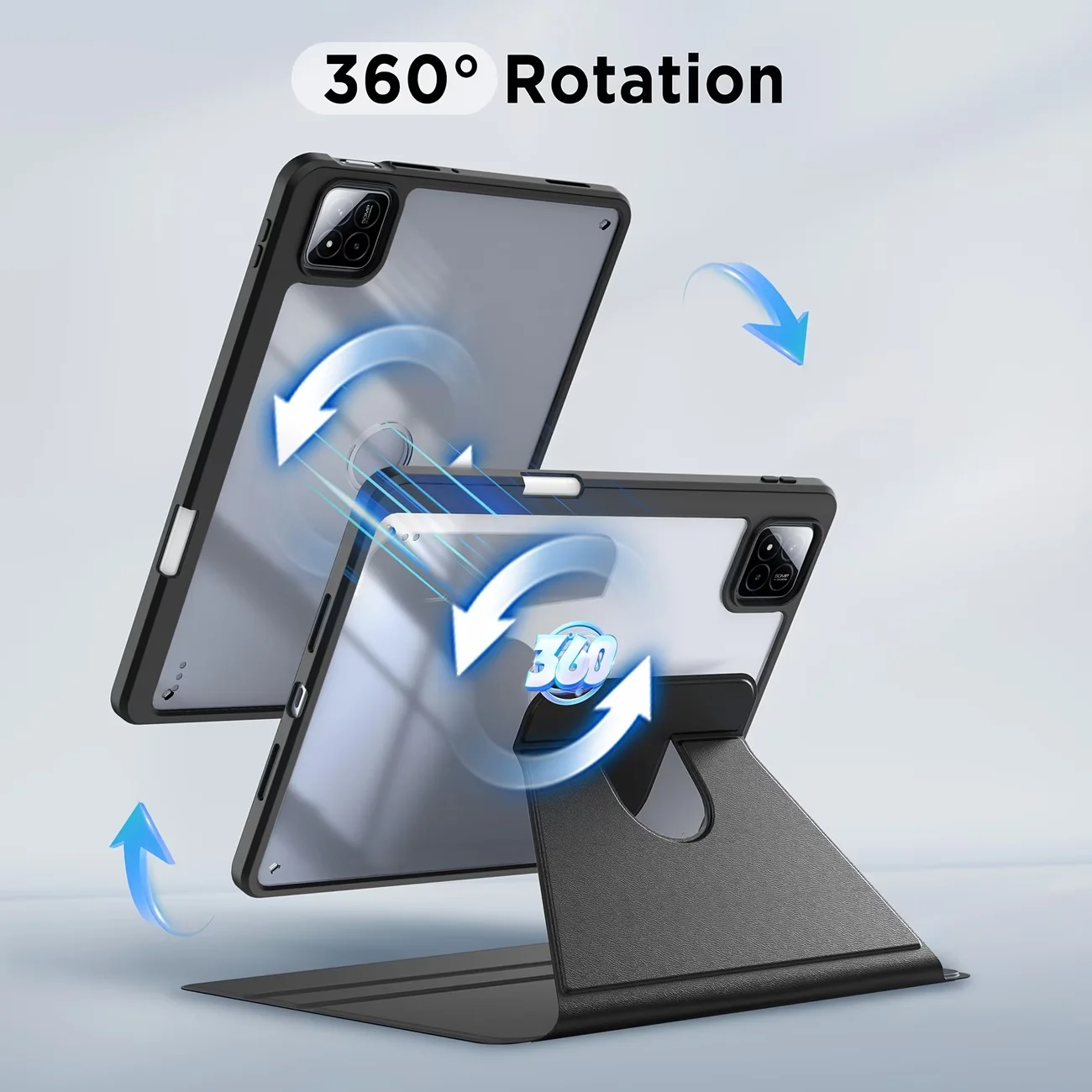360° Rotating Tablet Cover with Pencil Holder and Stand