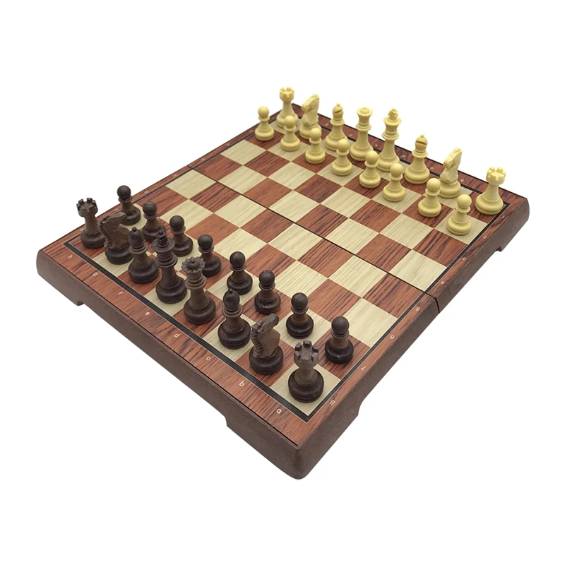 Folding Chess Board Chess 28x24.5cm/11.02x9.65inch Plastic Folding Board Wood Plastic Magnetic Set Puzzle Game Board Entertainment