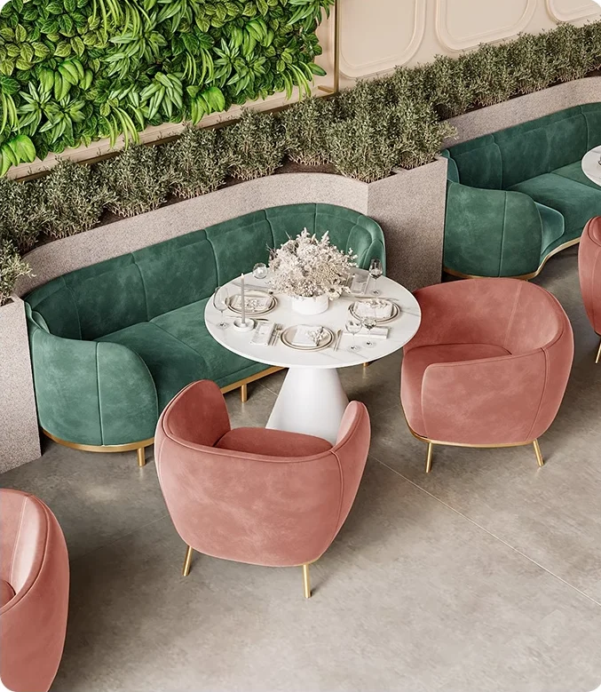 

Light luxury hotel restaurant seating sofa table combination of high-end Western restaurant seating sofa customization