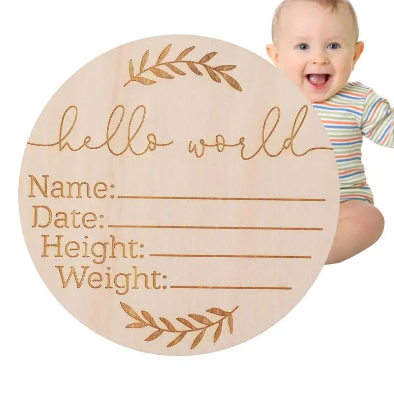 

Engraved Birth Stats Sign Newborn Announcement Welcome Baby Card DIY Wooden Card Birth Gift Baby Stage Card