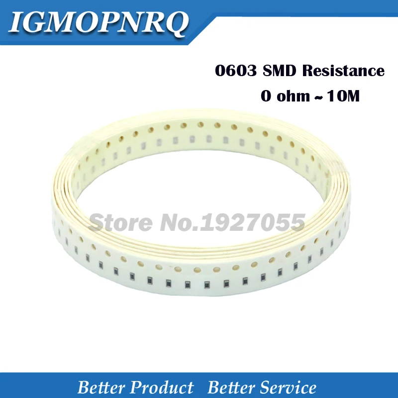 Résistance à puce de qualité, 100 SMD 1/8W, 0 ohm ~ 10M ohm, 0R 1R 18R 47R 56R 470R 1K 0603 K 47K 10K 4.7K 100K 220K 680K, 560 pièces