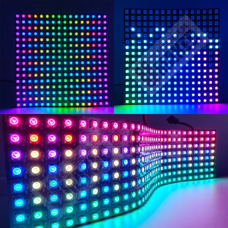 1/5/10pcs  WS2812B Individually Addressable Digital Flexible Panel Light IC RGB LED 8x8 16x16 8x32 Pixel Module Matrix Screen 5V