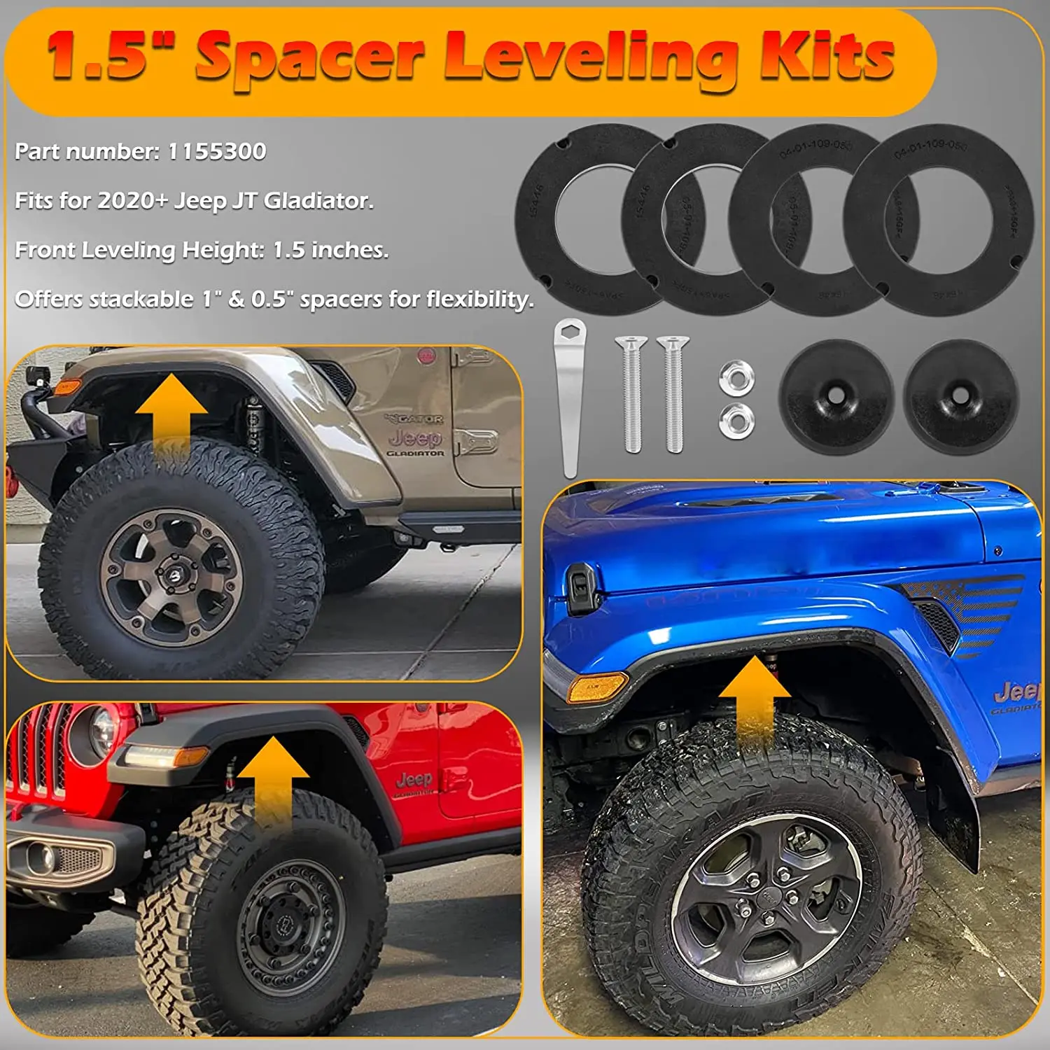 SPACER LIFT KIT 1.75 INCH 2007-2017 JEEP WRANGLER JK & UNLIMITED