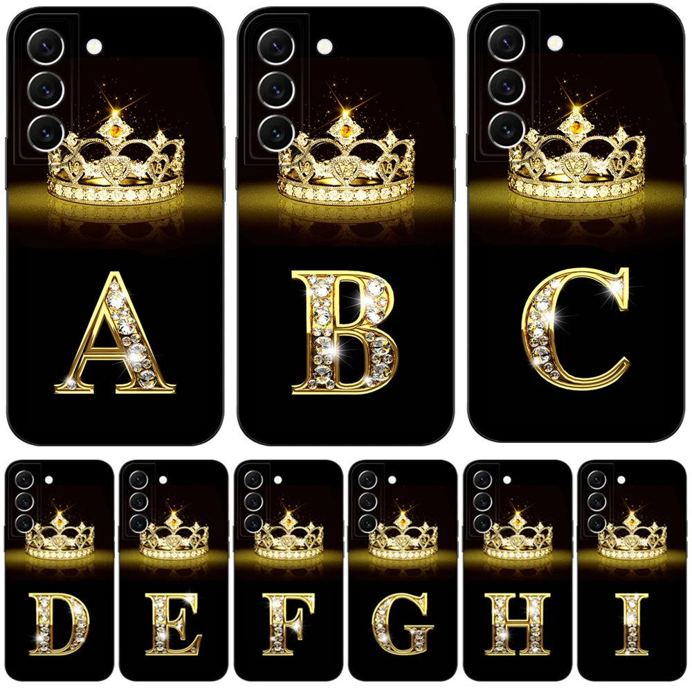 For Samsung Galaxy S22 | S22+| S22 Ultra 5G Case S22 Plus Phone Back Cover Bumper Black Tpu Case Gold Letters