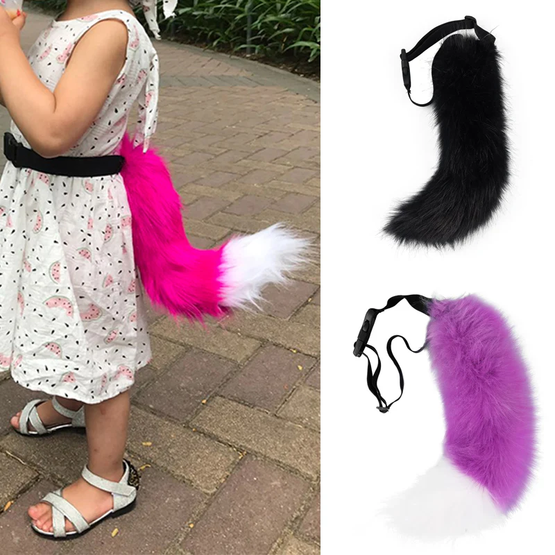BANLAN Faux Fur Fox Costume Cat Tail Cosplay Halloween Christmas Party Costume One Size 