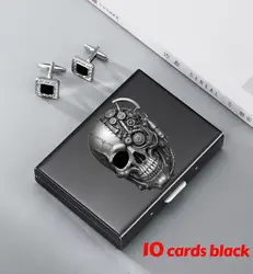 Elegant Butterfly Rose Slim Wallet - Stainless Steel Card Holder with 10 Slots (10 cards black 1)