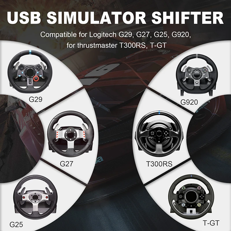 Usb Simulator Shifter para a Série Logitech Racing Games h Sequential Shifter Thrustmaster T300rs e gt Volante Sensor Hall - Image 6