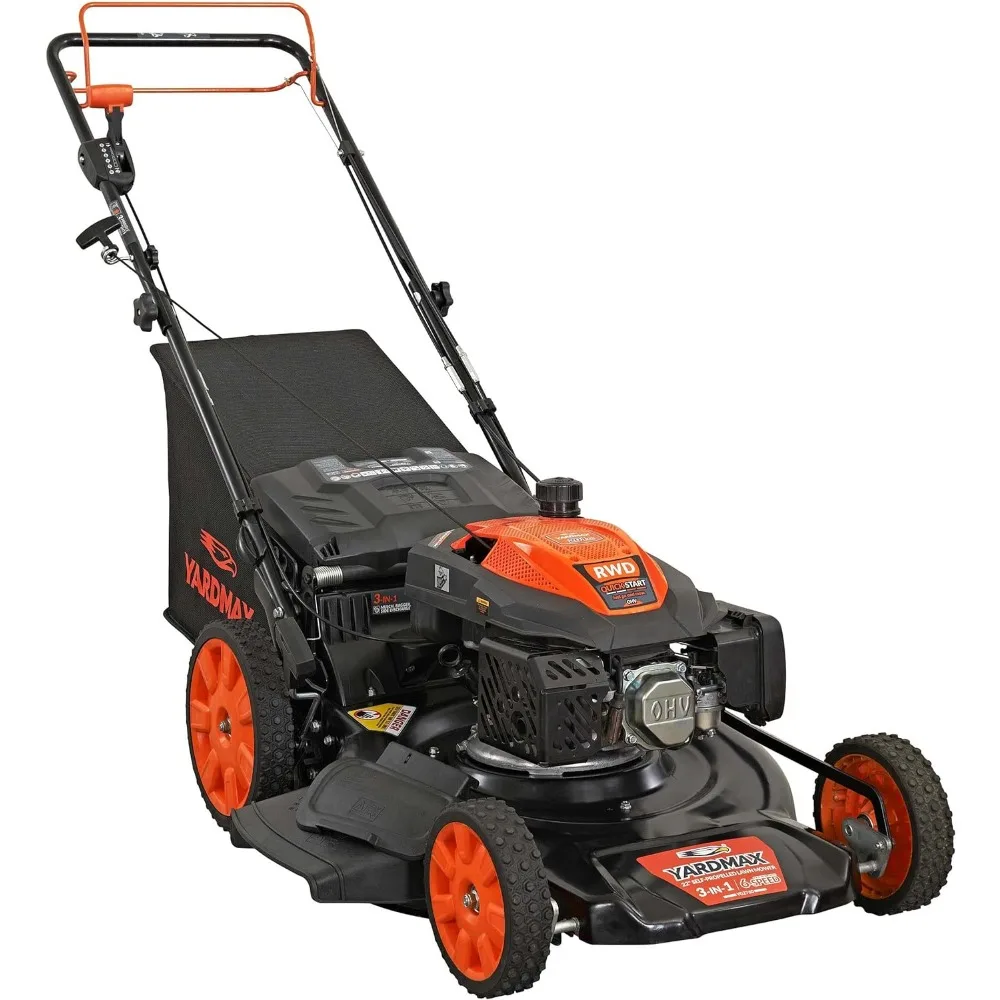 

Speed CVT High Wheel RWD 3-in-1 Gas Walk Behind Self Propelled Lawn Mower, Black