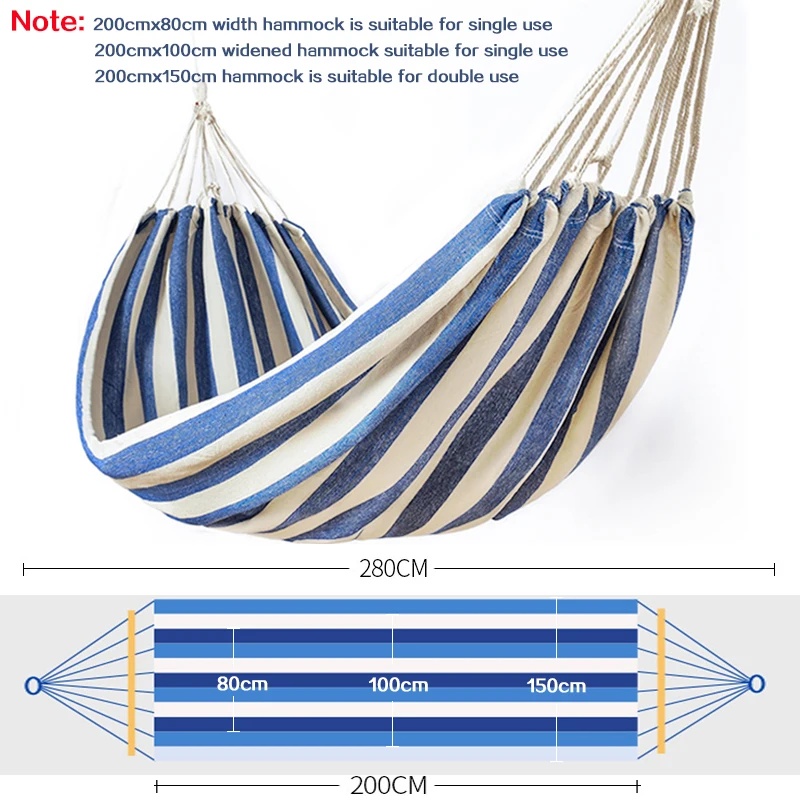 Double Wide Thick Canvas Hammock Portable Hammock Outdoor Single Double Anti-rollover Swing Outdoor Indoor Household