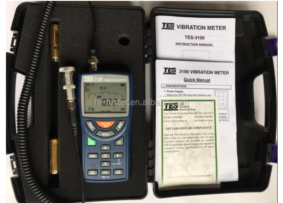 TES-3100 portable vibration instrument Displacement velocity acceleration vibration measurement instrument 5