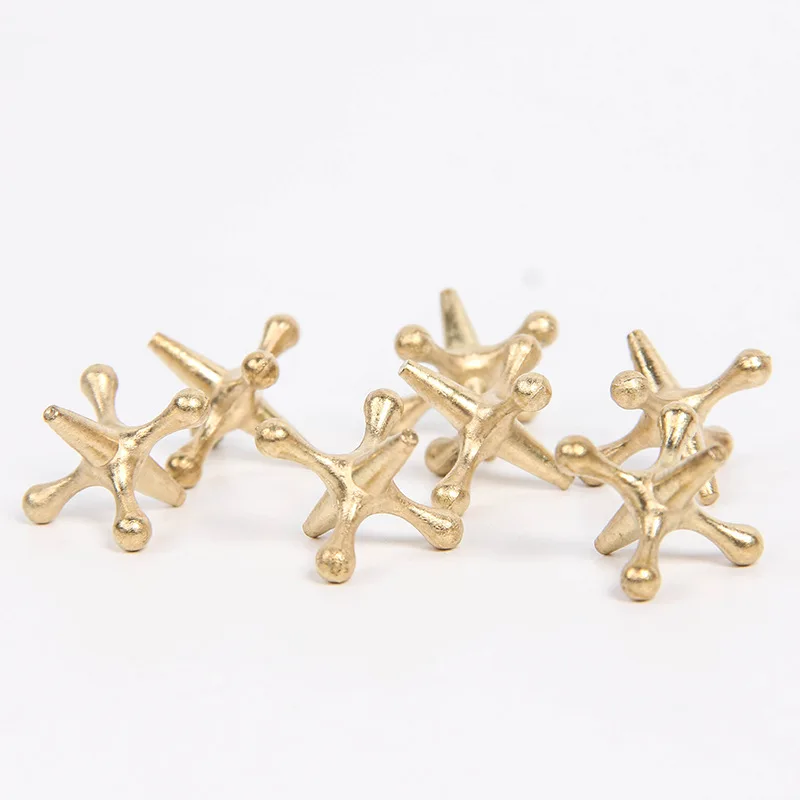 Festive Gold & Silver Metal Jacks Set with Red Rubber Ball - Classic Holiday Game Kit