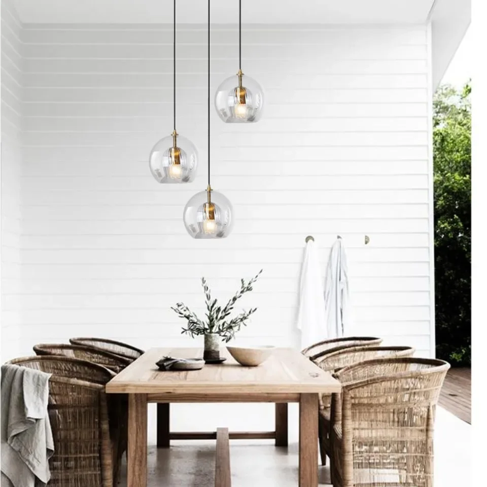 Modern Simple Dining Room Pendant Light Creative Personality Bar Caffee Glass Lamp Industrial Style Kitchen Bedroom Droplight 2