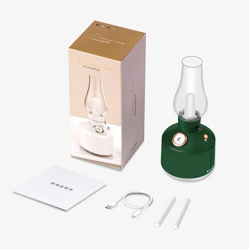 Desktop Retro Lamp Air Humidifier USB Rechargeable Wireless Aroma Diffuser Essential Oil Rechargeable 7Color Lights Cool Mist 5