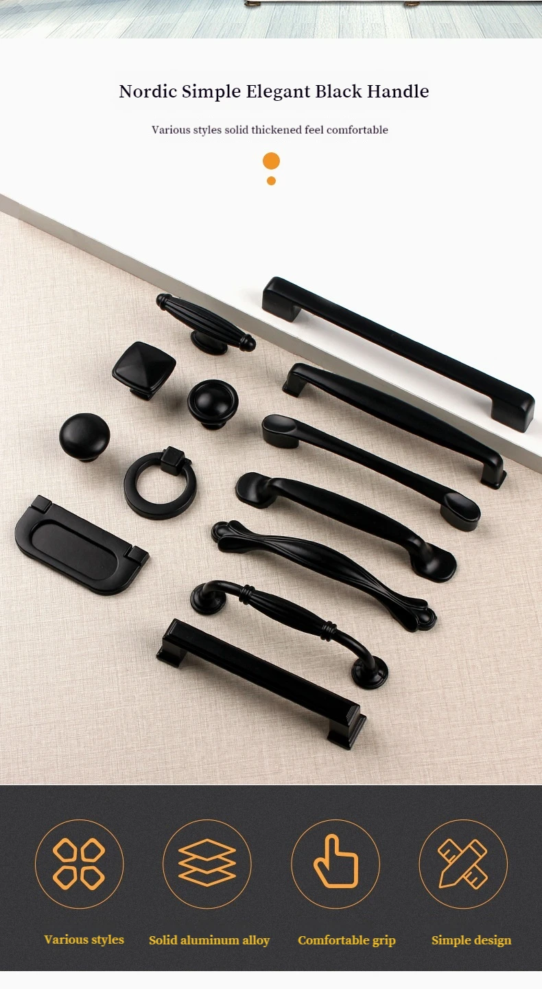 Description Picture 3 of itemStraight Handle Aluminum Alloy Black Light Luxury Furniture Hardware For Wardrobe Drawer Kitchen Door Cabinet Doors