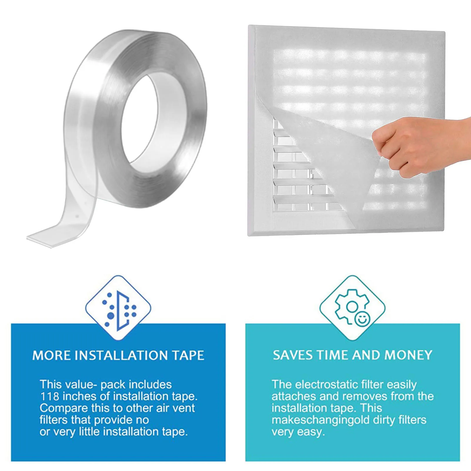 Complete Air Vent Filters Kit for Heating Intake Registers & Grilles Filter Air Conditioning Parts Easy Installation 200x100cm