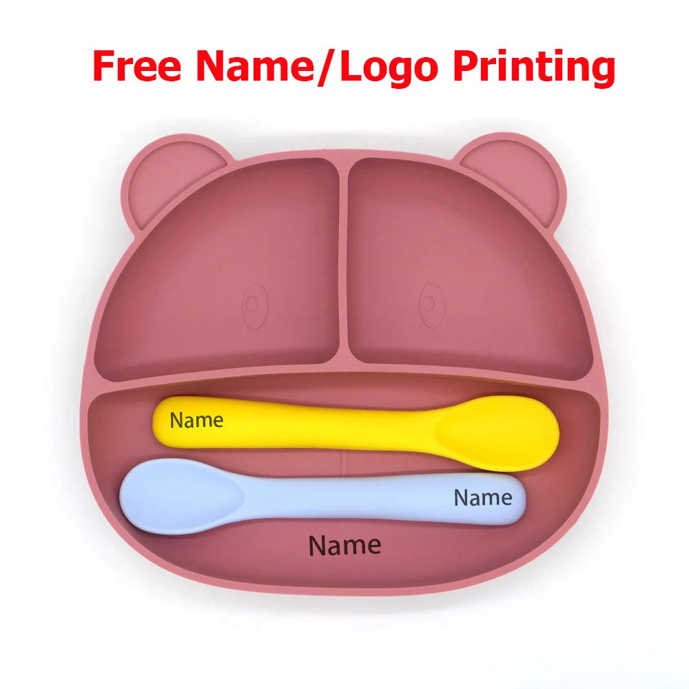 Baby Tableware Bowl Spoon Free Printing Silicone Material Personalized for Boys and Girls Holiday Gift