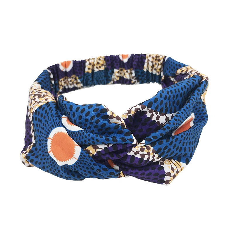 New Style African Printed Stretch Cotton Headband, Women\'s Sports Elastic Turban Scarf, Ladies Bandage Headgear Hair Accessories