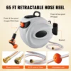 SucceBuy Retractable Hose Reel 180° Swivel Bracket Wall-Mounted Garden Water Hose Reel with 9-Pattern Nozzle Automatic Rewind