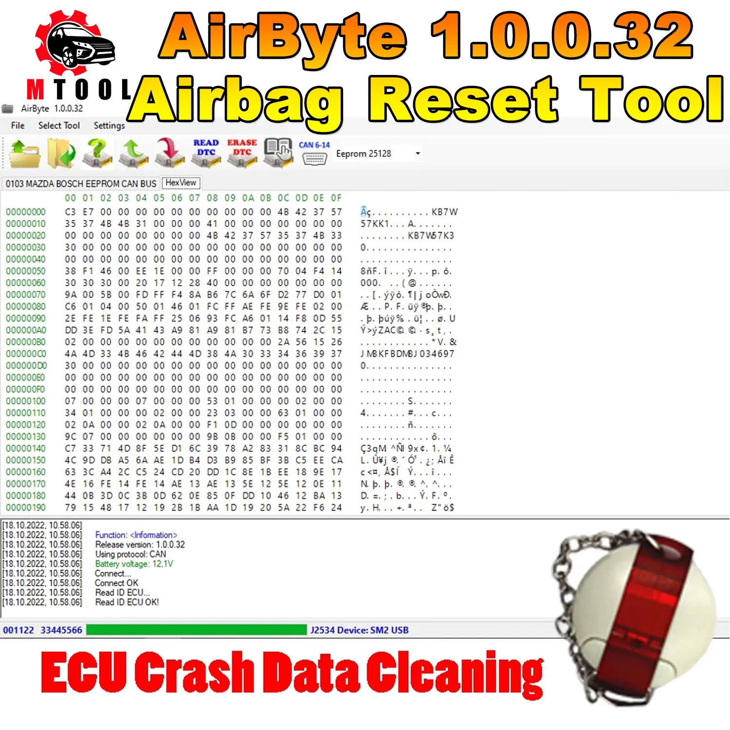 

AirByte 1.0.0.32 Software Airbag Reset Tool ECU Programmer for SRS ECU Support OBD J2534 MINI VCI SM2 OpenPort2