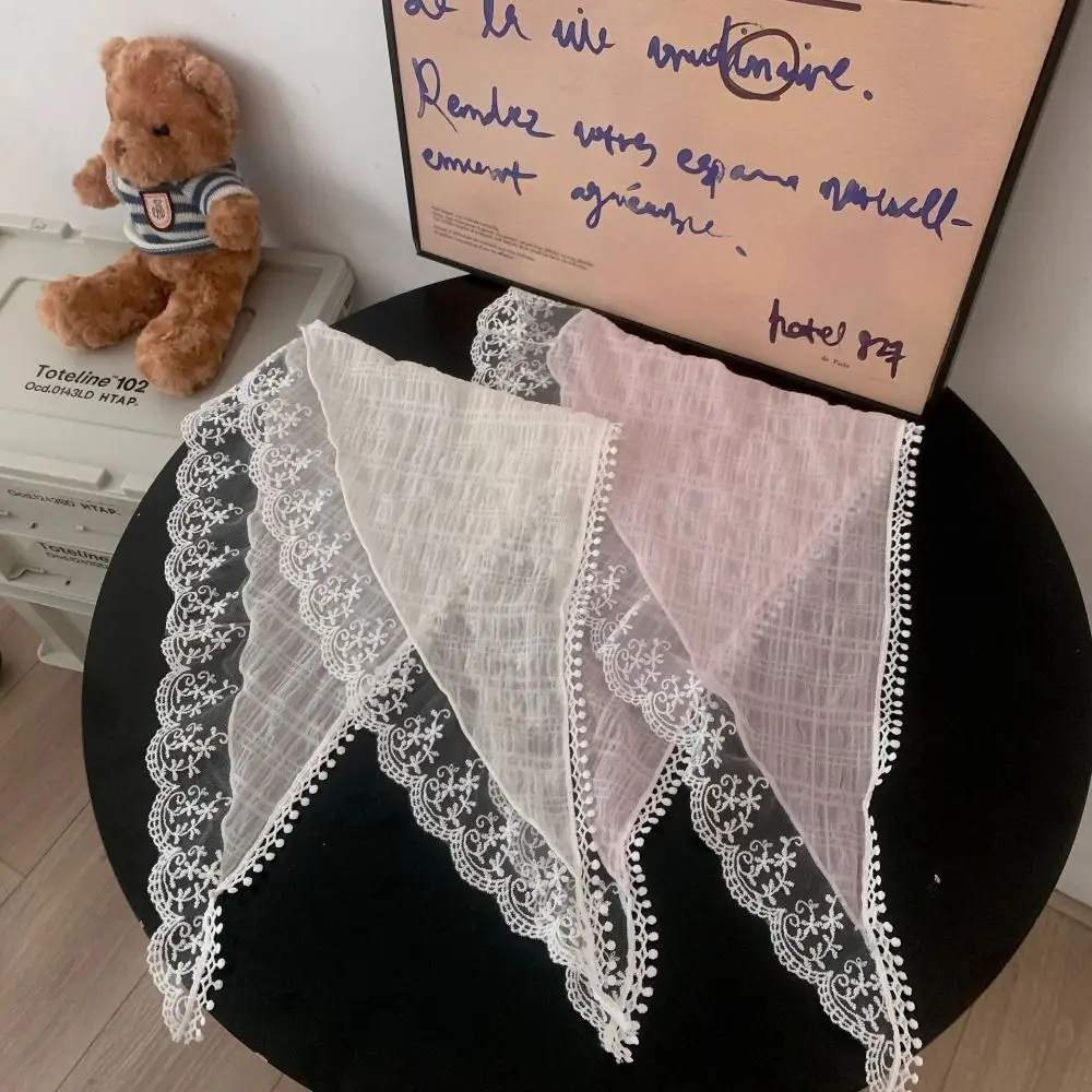 

Triangular Lace Hair Scarf Travel Beach French Pastoral Style Photo Headscarf Hair Accessories Hair Band Strap Women Girls
