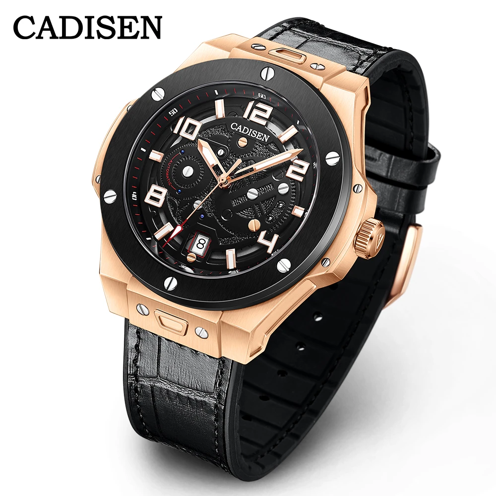 best luxury mechanical watches CADISEN New Mechanical Watch Men Sports 100M Waterproof Sapphire Wristwatch Luxury Japan NH35A Carbon Cellulosic Automatic Watch skeleton watch
