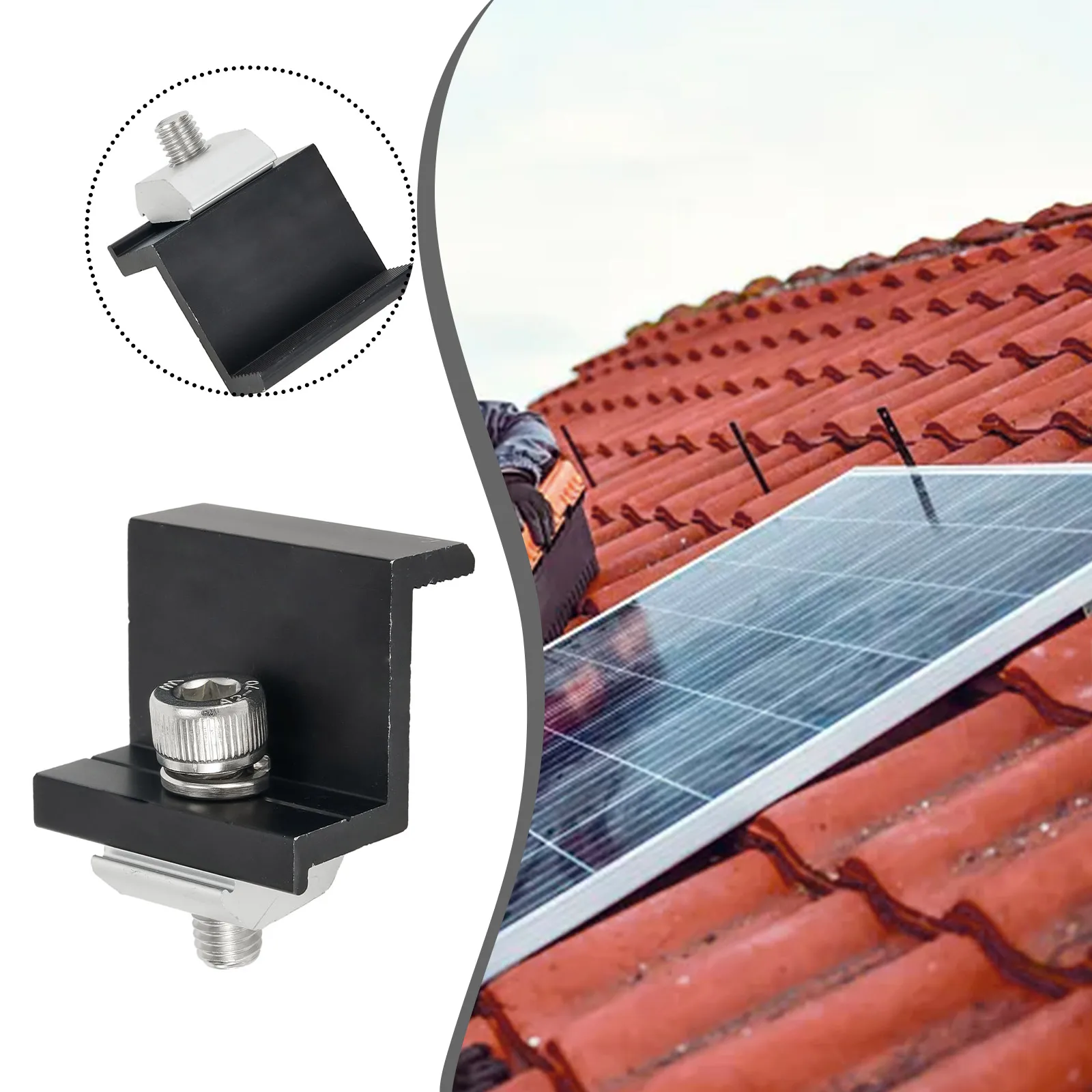 

Крепление кронштейна солнечной панели, зажим для фотоэлектрической панели, средний зажим, крепление из алюминиевого сплава, быстрое крепление 8*25, винты из нержавеющей стали SUS304