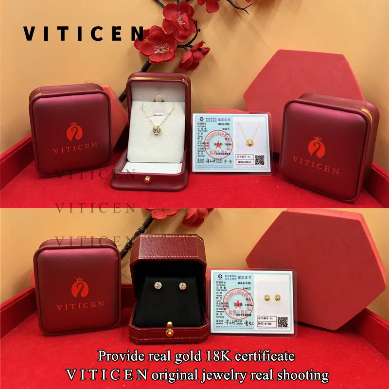 Moissanite Necklace Gold Necklace 18K Gold Real Diamond Stud Earrings Fine Jewelry For Woman