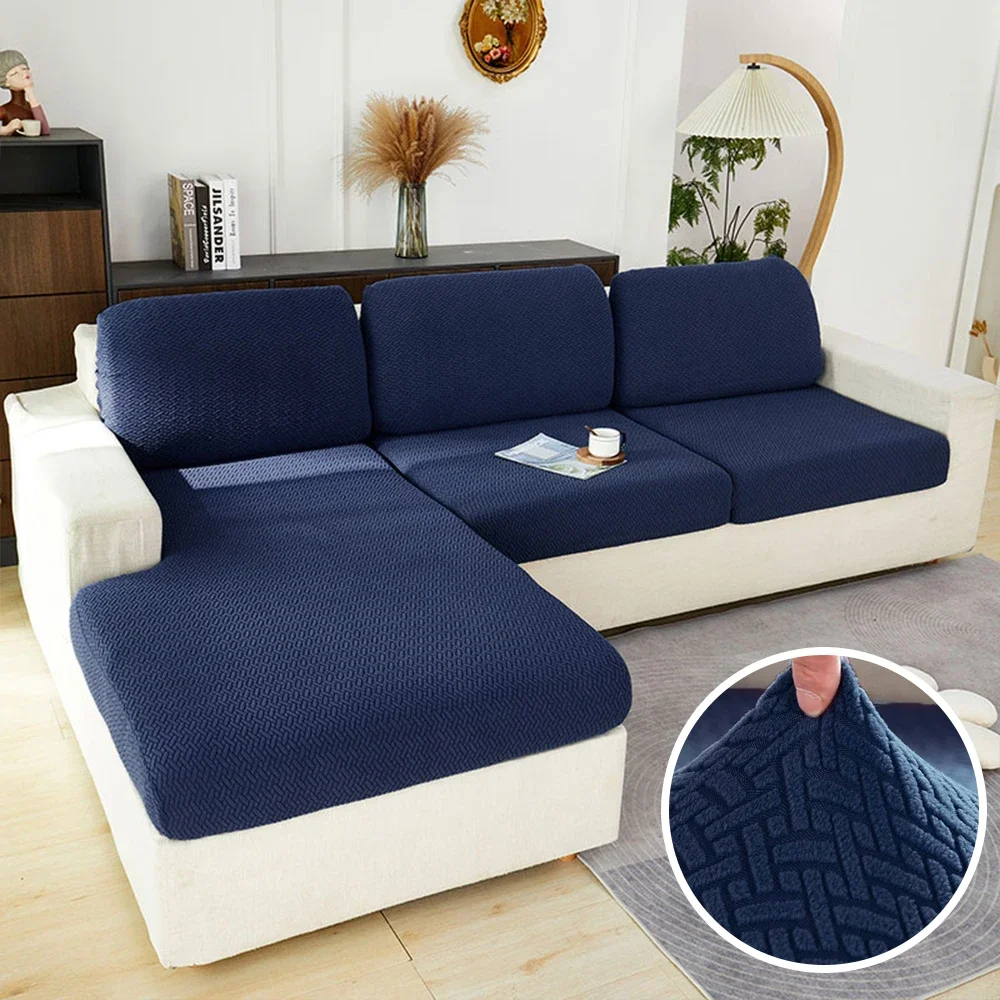 Elastischer Sofabezug für Wohnzimmer Jacquard Einfarbiger Sofa-Sitzbezug Grau Waschbarer Sitzkissenbezug Möbelschutz Ecksofa – Detail 15