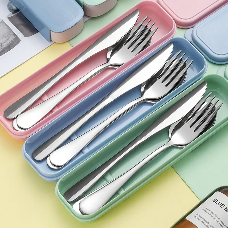 Cutlery Set Picnic Cutlery Set Stainless Steel Cutlery Set Camping Cutlery Set Portable Stainless Steel Cutlery Suit With Storage Box Chopstick Fork Spoon Knife Travel Tableware Set Camping Cutlery