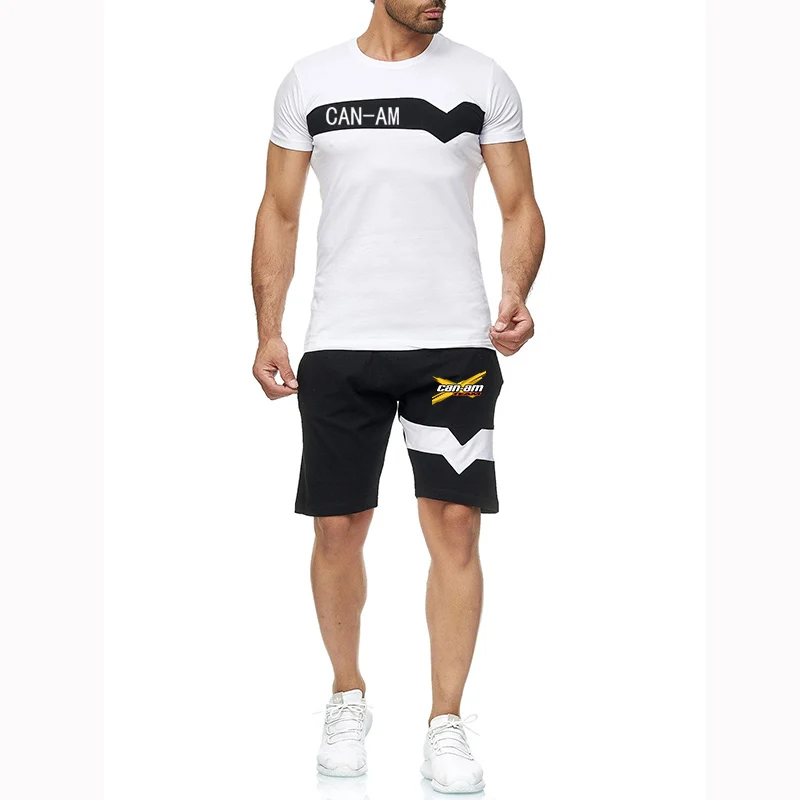 CAN-AM BRP 2022 men's summer new fashion print casual T-shirt with short sleeves and round neck+shorts two-piece suit