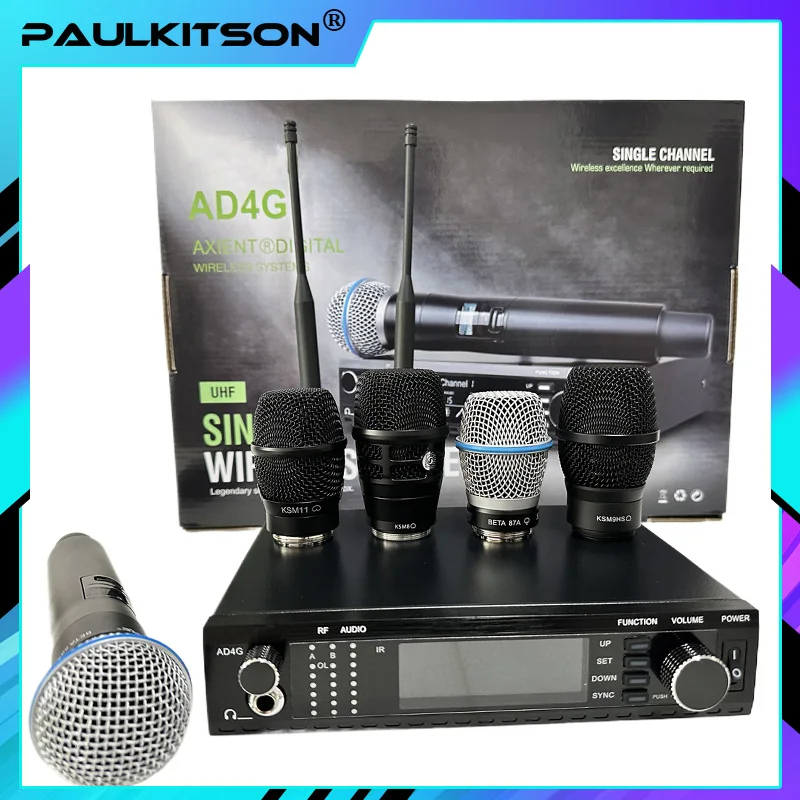 Paulkitson Professional Single Channel AD4G Wireless Beta87A Microphone Monitoring System 500/600/900MHz Home Party Performance
