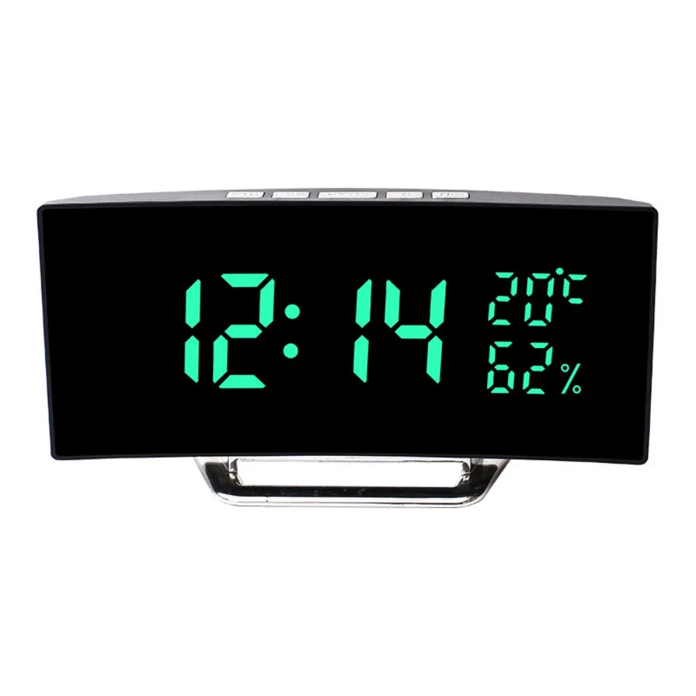 CurvedScreenDigitalAlarmClockTemperatureHumidity3Alarms