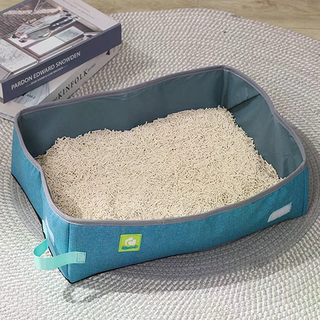 Folding Cat Litter Box Portable Waterproof Oxford Cloth Cat Litter Box Cat Toilet Cleaning Basin Supplies Pet Toilet 6