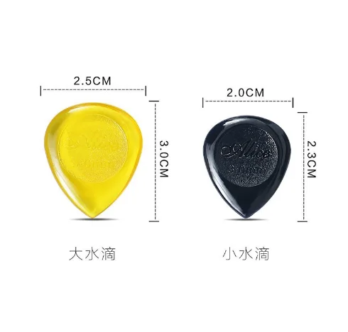 Guitar Picks 2 Pcs Electric Bass Guitar Picks Shape Waterdrop Thickness 1.0 2.0 3.0 mm One Each Color Random