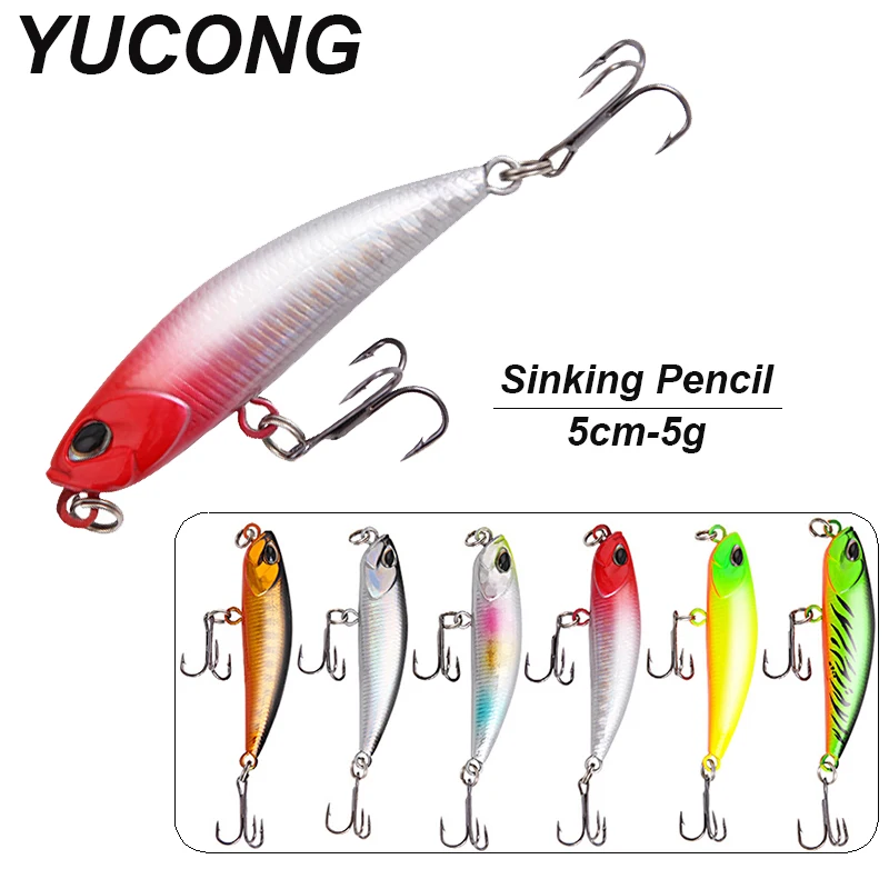 

YUCONG 5/6PCS Mini Pencil Baits 5cm-5g Trolling Fishing Lures Noisy Hard Wobblers sinking Jerkbaits Pesca cebos kit de pesca