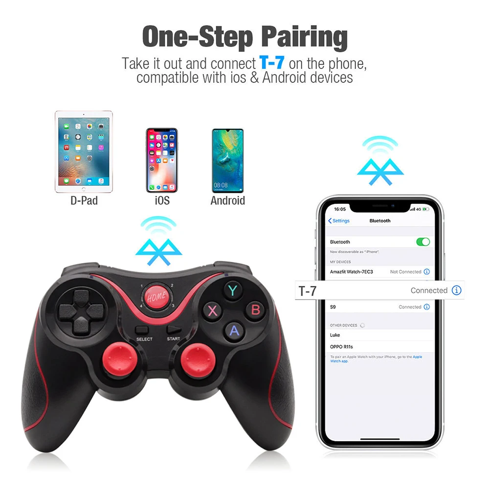 Manette de jeu sans fil Huadaliy X3 compatible Bluetooth pour manette de  support de téléphone tablette 