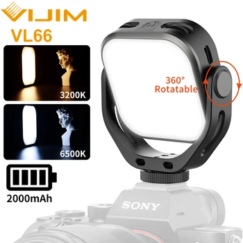 Ulanzi VIJIM VL66 3200k-6500k Vlog Fill Light 360° Rotatable LED Video Light Extend Cold Shoe 2000mAh Battery with Light Stand